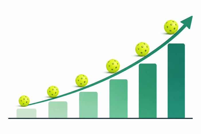 Courbe de progression illustrant la régularité nécessaire pour progresser au pickleball