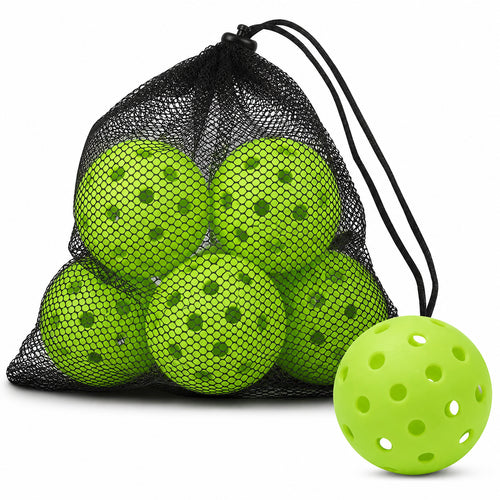 Balles de pickleball outdoor 40 trous en sac filet, un des 4 coloris disponibles.