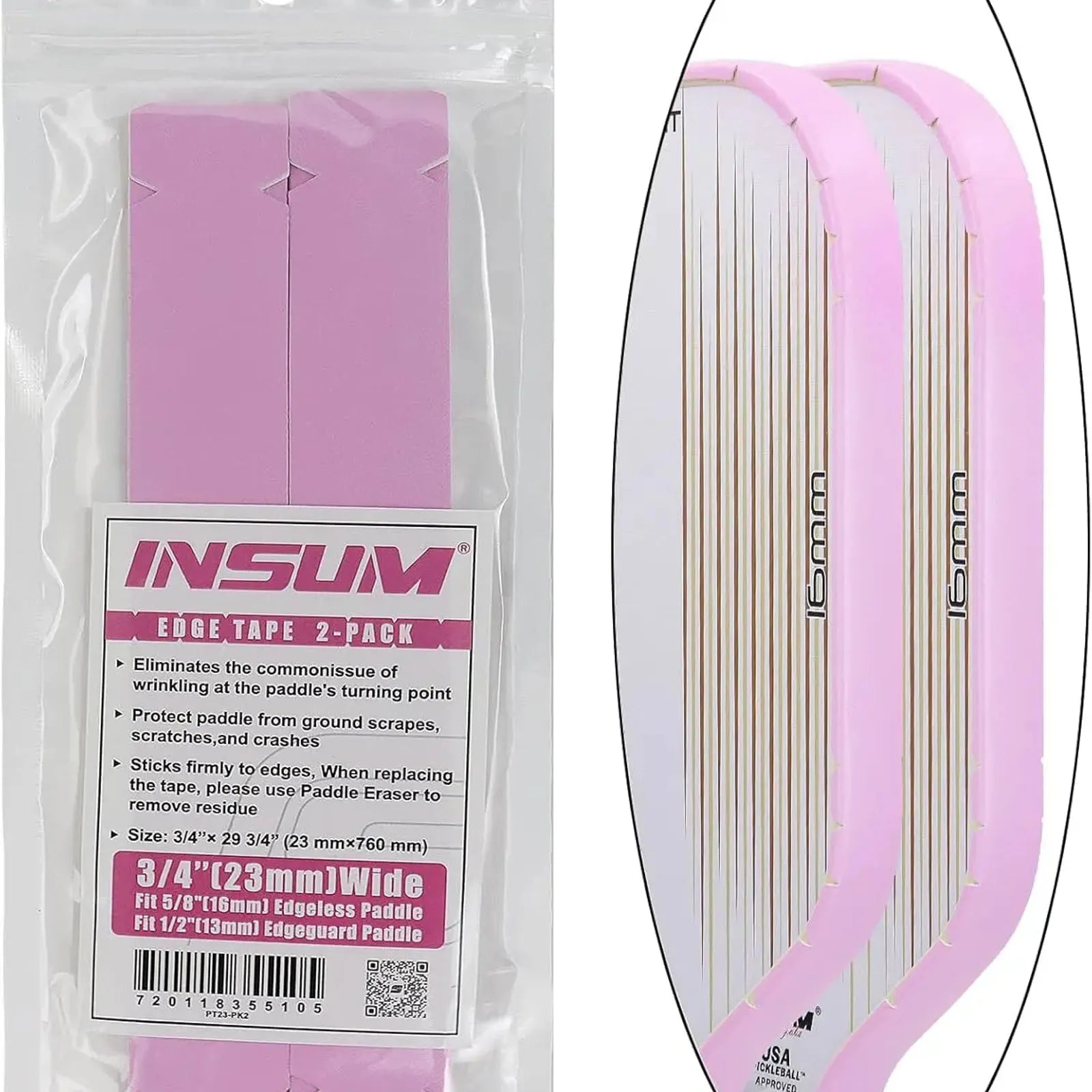 Bande de protection pour raquette de pickleball, tour de bord en PU 23 mm, un des 7 coloris disponibles.