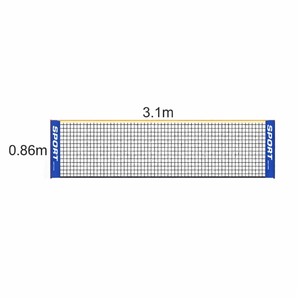 Schéma technique du filet de remplacement pour pickleball en nylon mesurant 3,1 mètres de large par 0,86 mètre de haut.