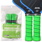 Pack de deux grips de remplacement vert fluo AMA SPORT pour raquette de pickleball, texture diamant en relief et perforations anti-transpiration.