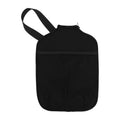 Housse de raquette de pickleball noire en néoprène avec poche extérieure en filet pour accessoires et bandoulière de transport ajustable.