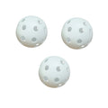 Lot de 3 balles de pickleball indoor blanches à 26 trous, diamètre 72 mm, conçues pour une trajectoire stable et un contrôle optimal sur surfaces lisses.