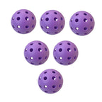 Lot de 6 balles de pickleball outdoor de couleur violette, diamètre 74 mm avec structure à 40 trous pour une stabilité de vol optimale en extérieur.