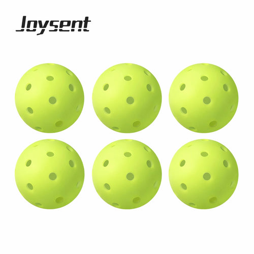 Lot de 6 balles de pickleball outdoor Joysent de couleur jaune fluorescent avec 40 trous.