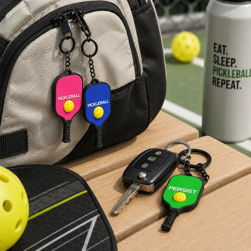 Porte-clés pickleball en forme de raquette, en PVC, cadeau original pour joueur de pickleball.