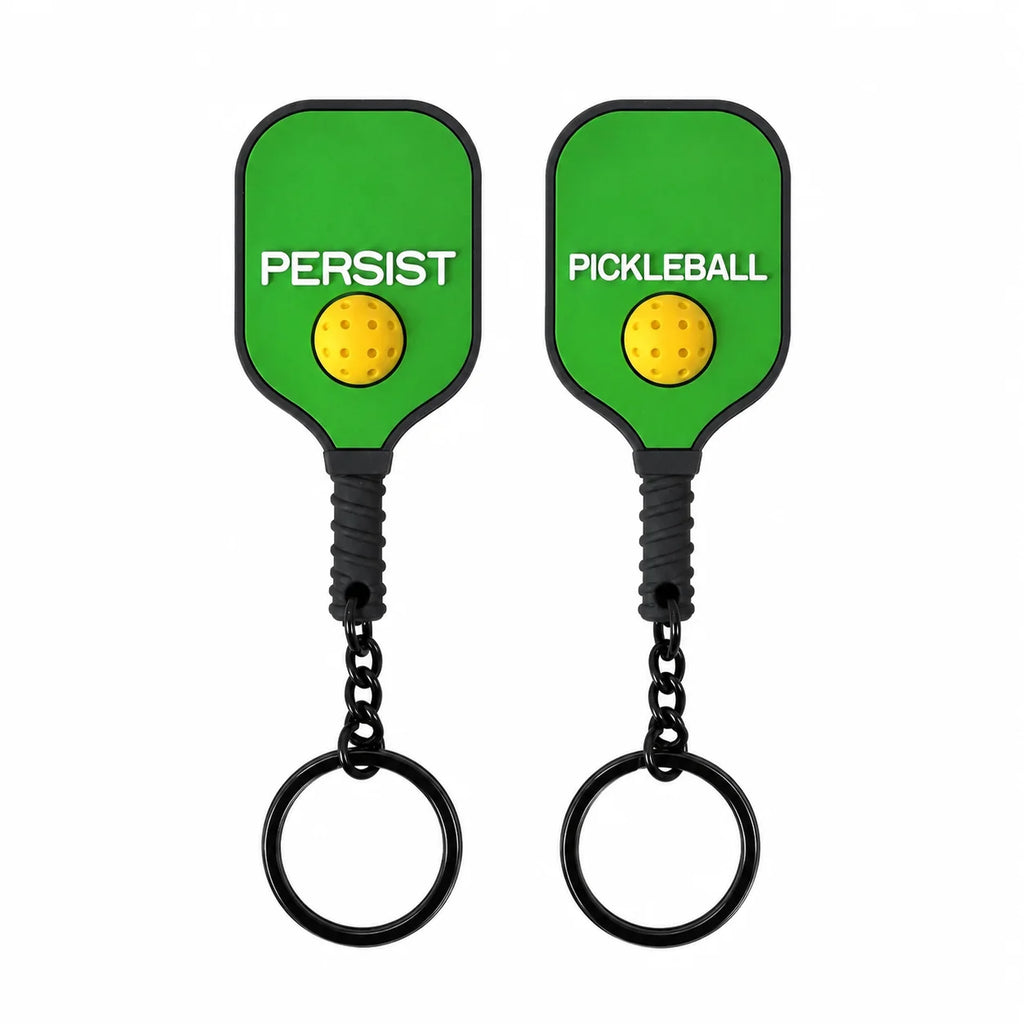 Porte-clés pickleball en PVC, ensemble des 8 coloris disponibles.