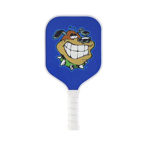 Raquette pickleball enfant Le Chien MAICCA – design chien souriant fond bleu, légère, débutant 6-12 ans