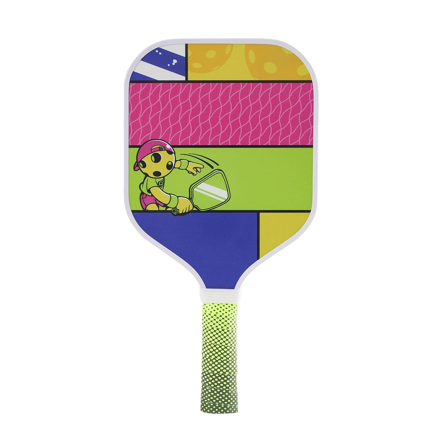Raquette pickleball enfant Le Patchwork MAICCA – design multicolore plusieurs univers, légère, 6-12 ans