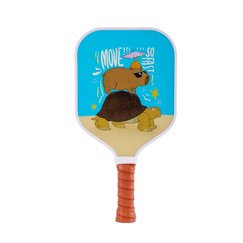 Raquette pickleball enfant La Tortue MAICCA – design ours sur tortue fond bleu, légère, 6-12 ans