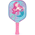 Raquette de pickleball légère Joysent Kids pour enfant avec design de petite sirène rose sur fond bleu.