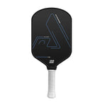 Vue de face de la raquette de pickleball Hyperion Pro Series T700 noire avec grip blanc certifiée USA Pickleball.