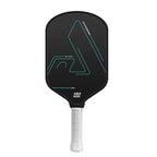 Raquette de pickleball Hyperion Pro Series T700 noire avec motifs bleus et grip blanc homologuée USA Pickleball.