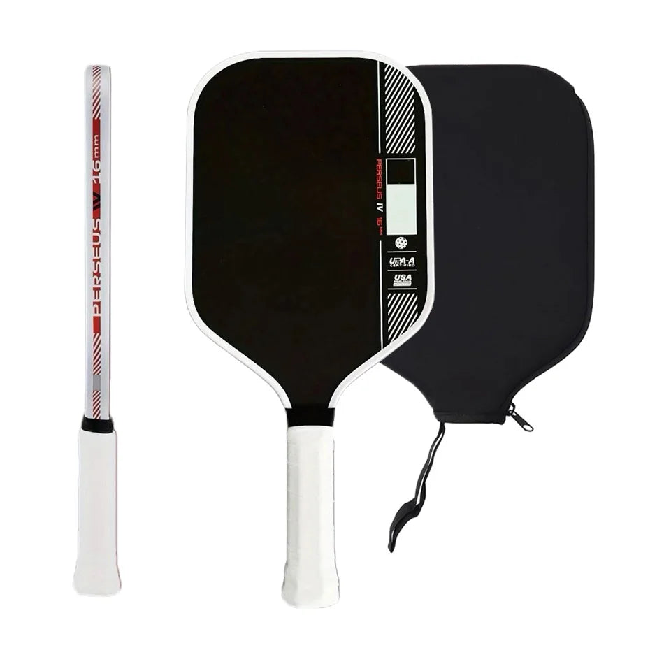 Raquette de pickleball Perseus 16mm rouge en carbone Toray T700, homologuée USAPA, surface abrasive pour spin.