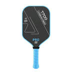 Raquette de pickleball T700 PRO performance avec surface en fibre de carbone Toray, épaisseur 16 mm et manche bleu.