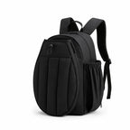 Sac à dos pickleball noir en nylon, vue de trois quarts avec poche latérale extensible et bretelles rembourrées