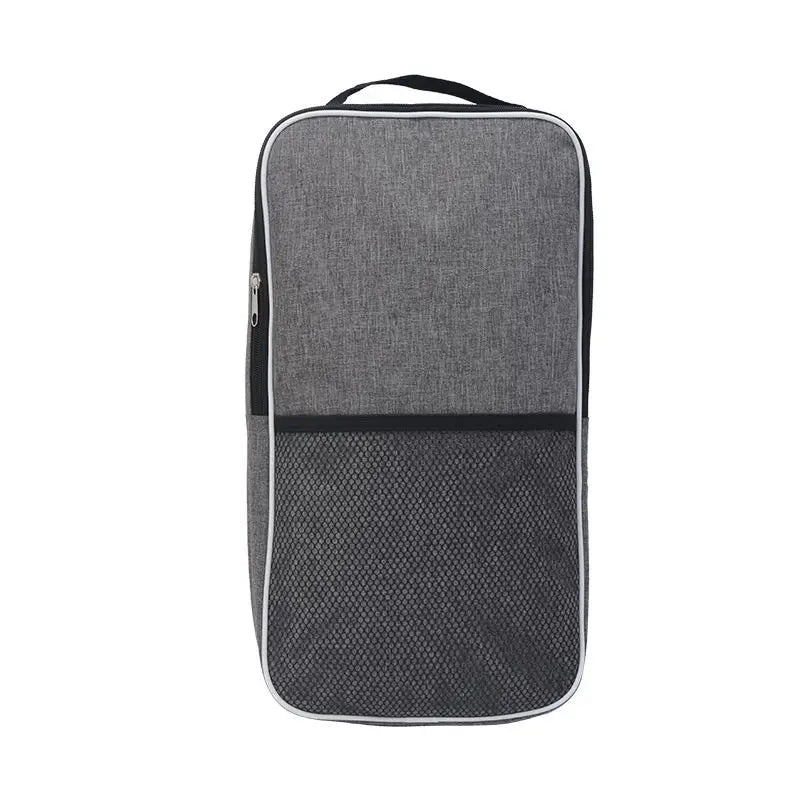 Sac de transport compact pour pickleball couleur gris chiné avec compartiment pour deux raquettes et filet extérieur.